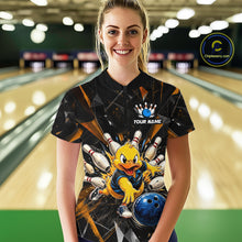 Load image into Gallery viewer, Custom Funny Duck Bowling Team Shirt Bowling Jersey for Women Polo &amp; Quarter-Zip Bowling Outfit QZT1137