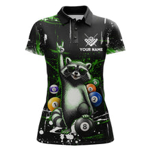 Load image into Gallery viewer, Custom Green Funny Raccoon Billiard Shirt for Women 8 Ball Pool Billiard Jersey Polo &amp; 1/4-Zip BHT5