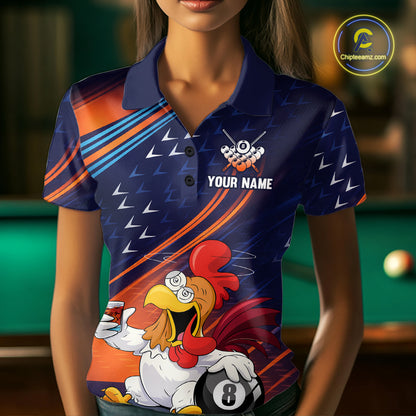 Funny Chicken Billiard Shirts for Women Custom 8 Ball Billiard Jersey Pool Shirt Polo & 1/4-Zip BHT6