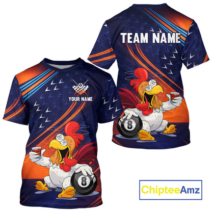 Colorful t-shirt with rooster design and customizable text, featuring the brand 'ChipteeAmz'.