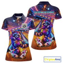 Load image into Gallery viewer, Funny Raccoon Bowling for Women Custom Bowling League Jersey Polo &amp; 1/4-Zip Bowling Outfit QZT903