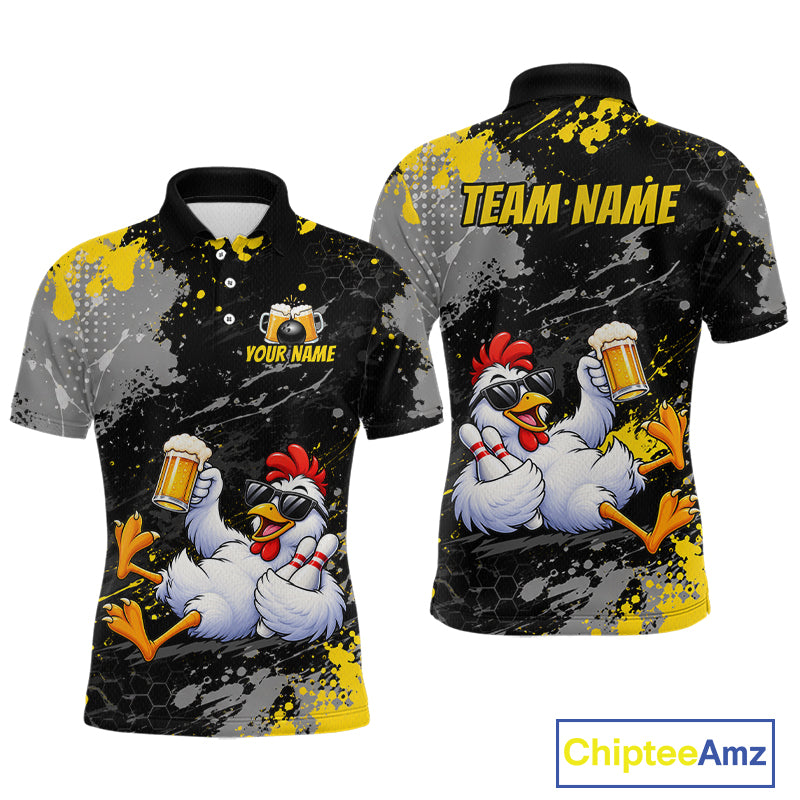 Custom Chicken Bowling Shirt for Men Funny Bowling Team Jersey QZT1269