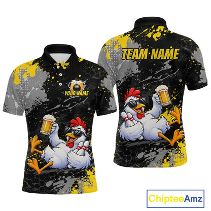 Custom Chicken Bowling Shirt for Men Funny Bowling Team Jersey QZT1269