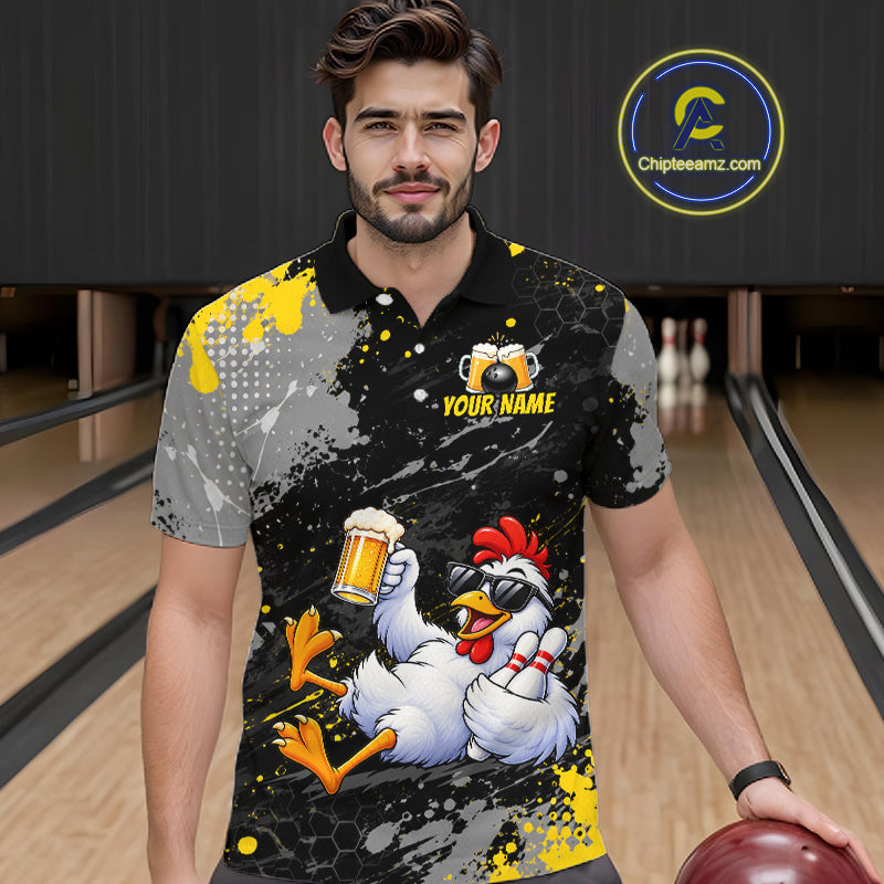 Custom Chicken Bowling Shirt for Men Funny Bowling Team Jersey QZT1269