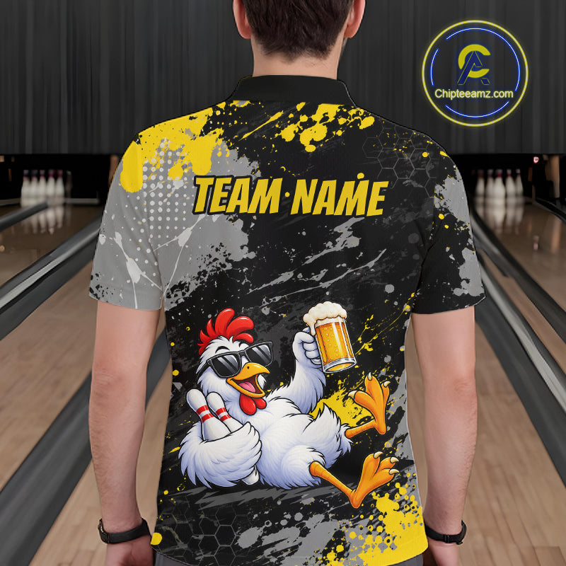 Custom Chicken Bowling Shirt for Men Funny Bowling Team Jersey QZT1269