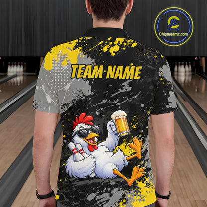 Custom Chicken Bowling Shirt for Men Funny Bowling Team Jersey QZT1269