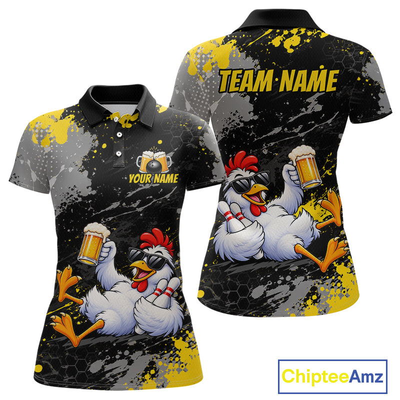 Custom Chicken Bowling Shirt for Women Funny Bowling Team Jersey QZT1269