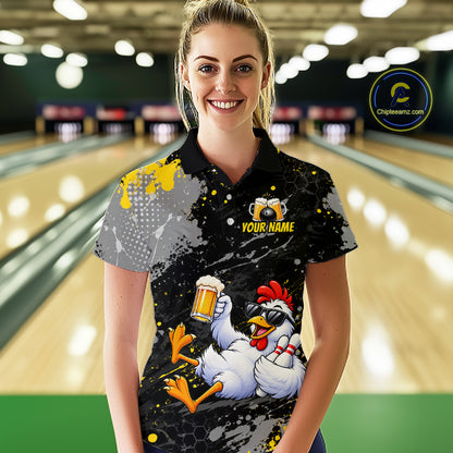 Custom Chicken Bowling Shirt for Women Funny Bowling Team Jersey QZT1269