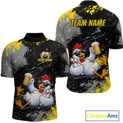Custom Chicken Bowling Shirt for Men Funny Bowling Team Jersey QZT1269