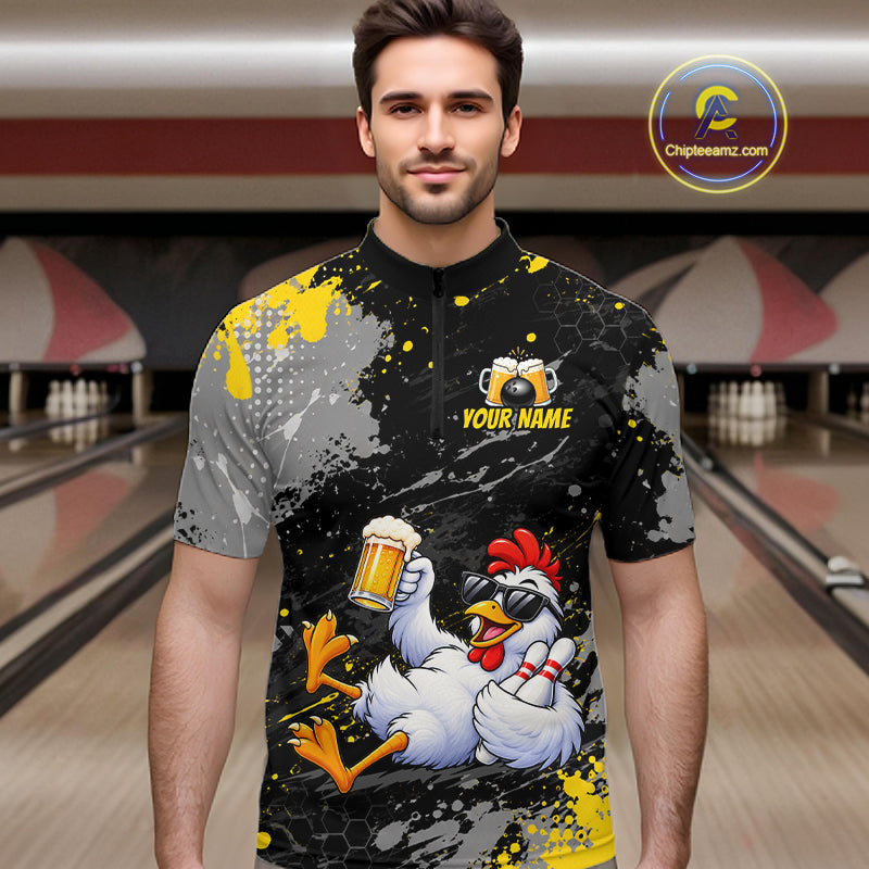 Custom Chicken Bowling Shirt for Men Funny Bowling Team Jersey QZT1269