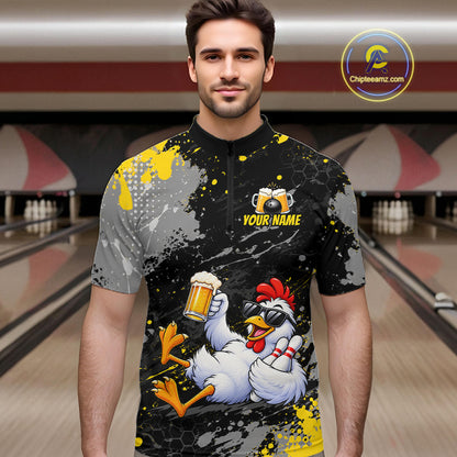 Custom Chicken Bowling Shirt for Men Funny Bowling Team Jersey QZT1269
