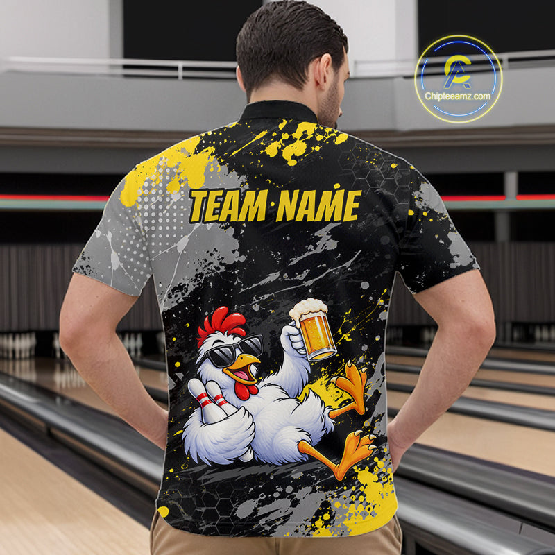Custom Chicken Bowling Shirt for Men Funny Bowling Team Jersey QZT1269