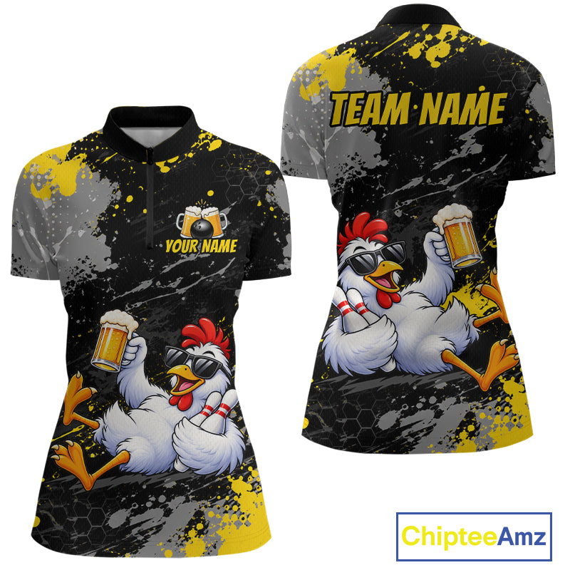 Custom Chicken Bowling Shirt for Women Funny Bowling Team Jersey QZT1269