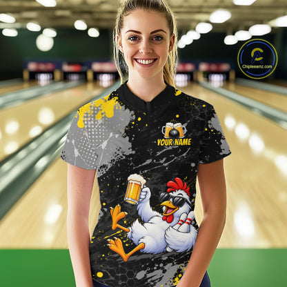 Custom Chicken Bowling Shirt for Women Funny Bowling Team Jersey QZT1269