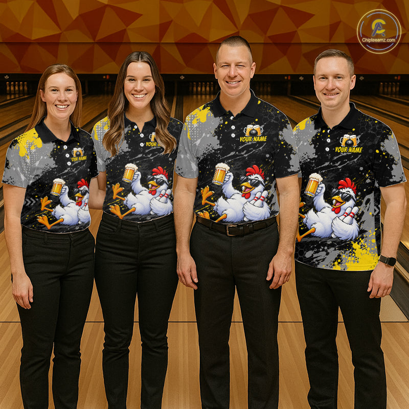 Custom Chicken Bowling Shirt for Men Funny Bowling Team Jersey QZT1269