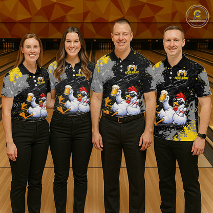 Custom Chicken Bowling Shirt for Men Funny Bowling Team Jersey QZT1269