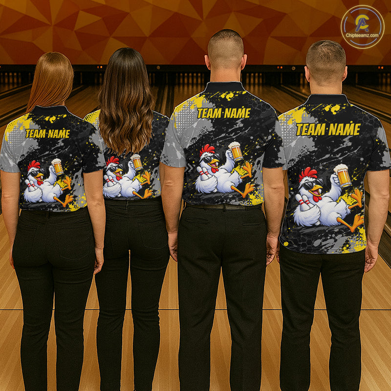 Custom Chicken Bowling Shirt for Men Funny Bowling Team Jersey QZT1269
