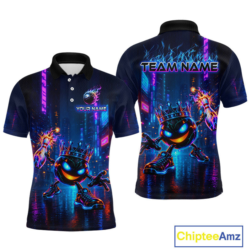 Custom Neon Hero Bowling Ball & Pin Shirts for Men Bowling Team Jersey Bowling Outfit QZT1277