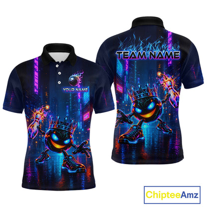 Custom Neon Hero Bowling Ball & Pin Shirts for Men Bowling Team Jersey Bowling Outfit QZT1277