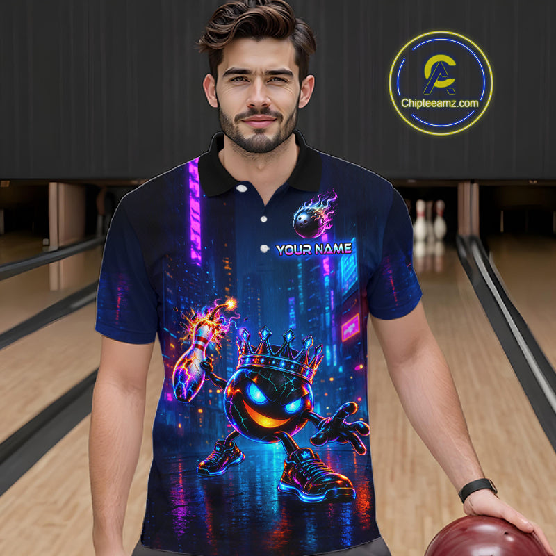 Custom Neon Hero Bowling Ball & Pin Shirts for Men Bowling Team Jersey Bowling Outfit QZT1277