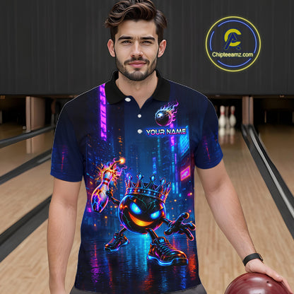 Custom Neon Hero Bowling Ball & Pin Shirts for Men Bowling Team Jersey Bowling Outfit QZT1277