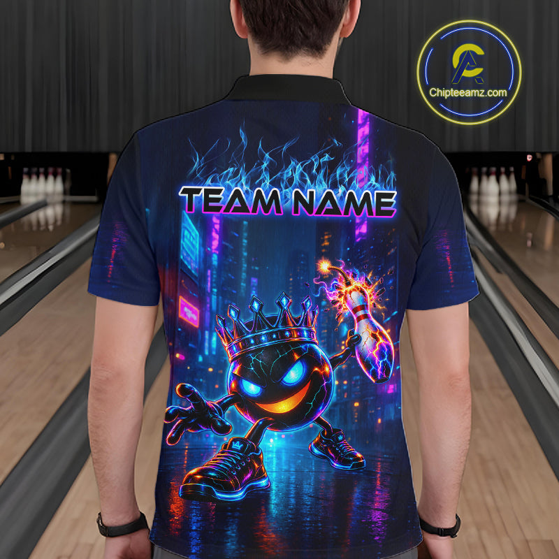 Custom Neon Hero Bowling Ball & Pin Shirts for Men Bowling Team Jersey Bowling Outfit QZT1277