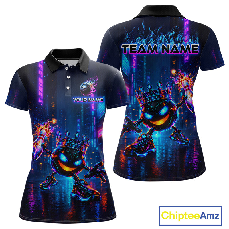 Custom Neon Hero Bowling Ball & Pin Shirts for Women Bowling Team Jersey Bowling Outfit QZT1277