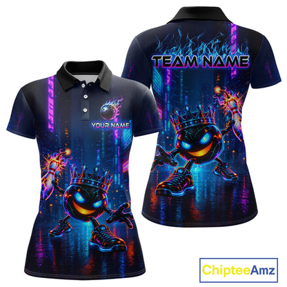 Custom Neon Hero Bowling Ball & Pin Shirts for Women Bowling Team Jersey Bowling Outfit QZT1277