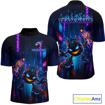 Custom Neon Hero Bowling Ball & Pin Shirts for Men Bowling Team Jersey Bowling Outfit QZT1277