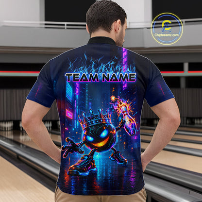 Custom Neon Hero Bowling Ball & Pin Shirts for Men Bowling Team Jersey Bowling Outfit QZT1277