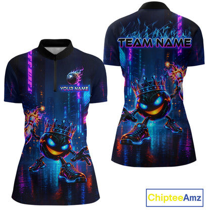 Custom Neon Hero Bowling Ball & Pin Shirts for Women Bowling Team Jersey Bowling Outfit QZT1277