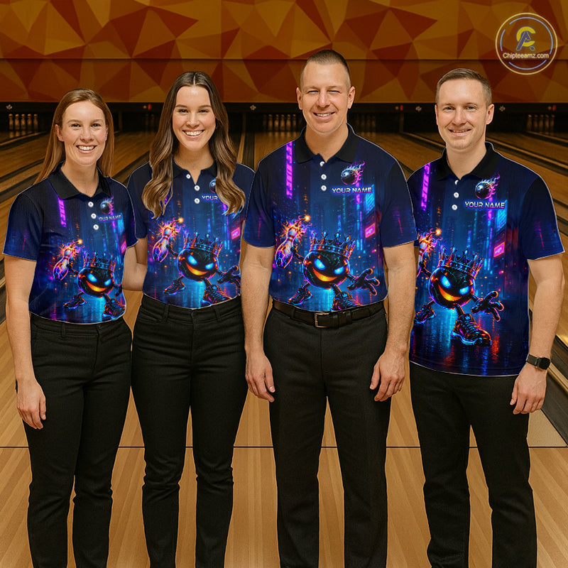 Custom Neon Hero Bowling Ball & Pin Shirts for Men Bowling Team Jersey Bowling Outfit QZT1277