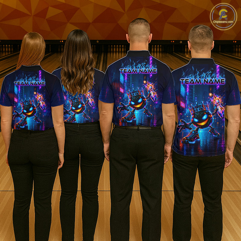 Custom Neon Hero Bowling Ball & Pin Shirts for Men Bowling Team Jersey Bowling Outfit QZT1277