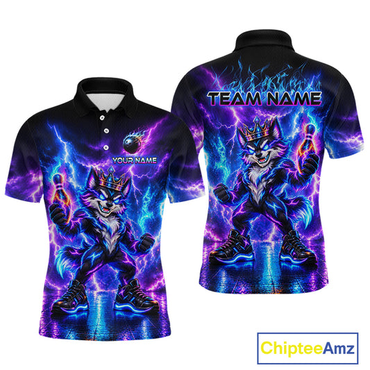 Hero Wolf Bowling Team Shirt for Men Custom Thunder Bowling Jersey Polo & 1/4-Zip QZT1345