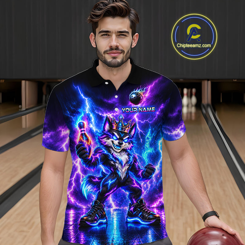 Hero Wolf Bowling Team Shirt for Men Custom Thunder Bowling Jersey Polo & 1/4-Zip QZT1345