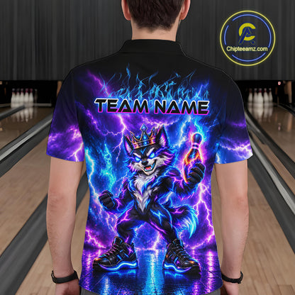 Hero Wolf Bowling Team Shirt for Men Custom Thunder Bowling Jersey Polo & 1/4-Zip QZT1345