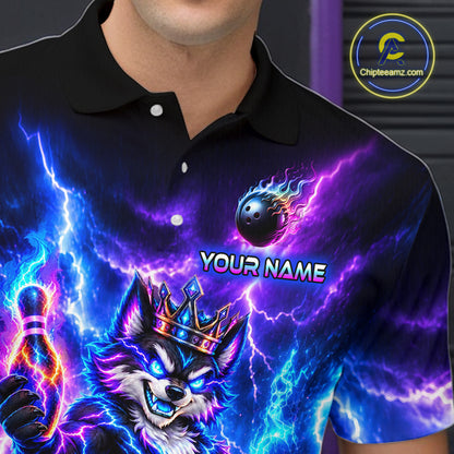 Hero Wolf Bowling Team Shirt for Men Custom Thunder Bowling Jersey Polo & 1/4-Zip QZT1345