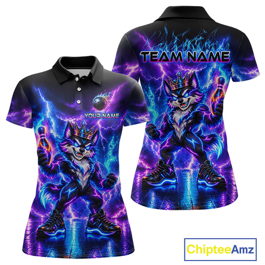 Hero Wolf Bowling Team Shirt for Women Custom Thunder Bowling Jersey Polo & 1/4-Zip QZT1345
