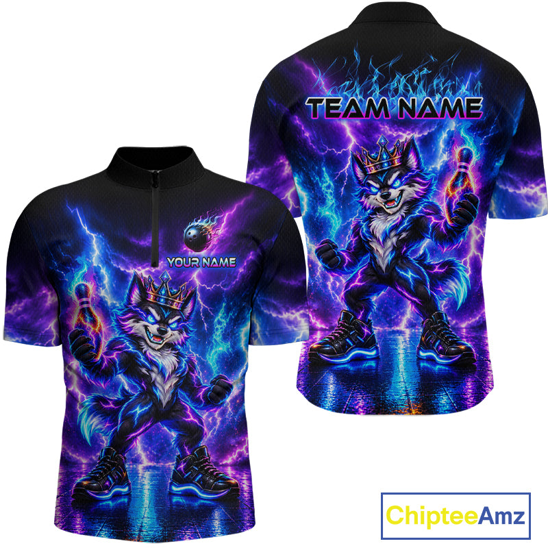 Hero Wolf Bowling Team Shirt for Men Custom Thunder Bowling Jersey Polo & 1/4-Zip QZT1345