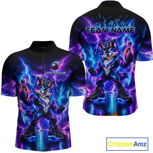 Hero Wolf Bowling Team Shirt for Men Custom Thunder Bowling Jersey Polo & 1/4-Zip QZT1345