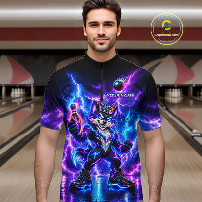 Hero Wolf Bowling Team Shirt for Men Custom Thunder Bowling Jersey Polo & 1/4-Zip QZT1345