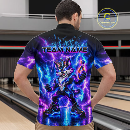 Hero Wolf Bowling Team Shirt for Men Custom Thunder Bowling Jersey Polo & 1/4-Zip QZT1345