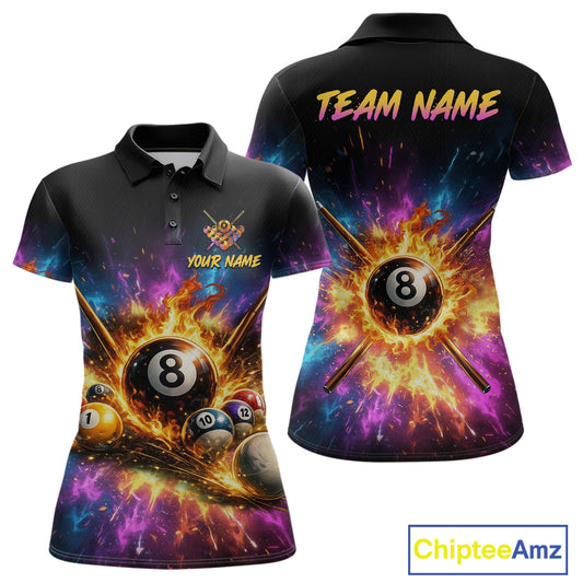Custom Galaxy Billiard Shirt 8 Ball Billiard Jersey for Women Polo & Quarter-Zip BHT10