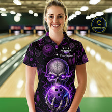 Load image into Gallery viewer, Custom Mystic Skull Bowling Shirt for Women Bowling League Jersey Polo &amp; 1/4-Zip QZT1020