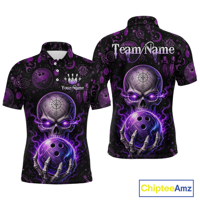 Custom Mystic Skull Bowling Shirt for Men Bowling League Jersey Polo & Quarter-Zip Outfit QZT1020
