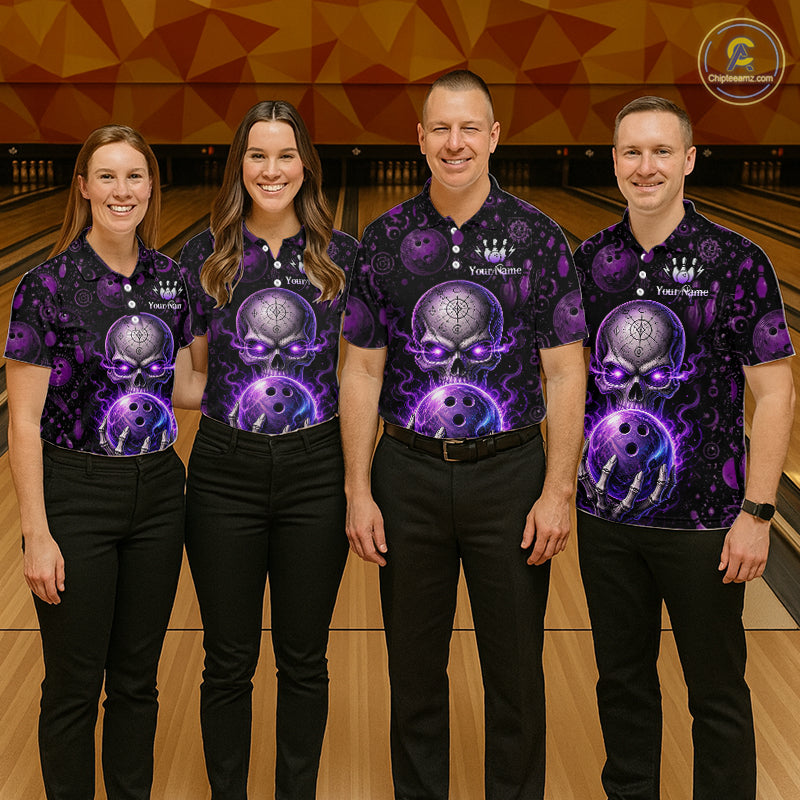 Custom Mystic Skull Bowling Shirt for Men Bowling League Jersey Polo & Quarter-Zip Outfit QZT1020