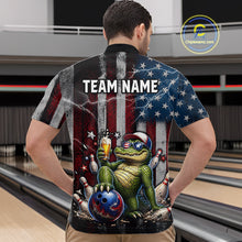 Load image into Gallery viewer, Custom American Flag Funny Beer Bowling Shirt for Men Patriotic Bowling Jersey Polo &amp; 1/4-Zip QZT1023