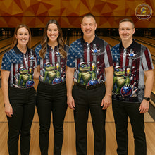 Load image into Gallery viewer, Custom American Flag Funny Beer Bowling Shirt for Men Patriotic Bowling Jersey Polo &amp; 1/4-Zip QZT1023