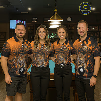 Custom Diomond Leopard Billiard Shirt, 8 Ball Pool Team Jersey for Men, Polo & 1/4 Zip BHT105