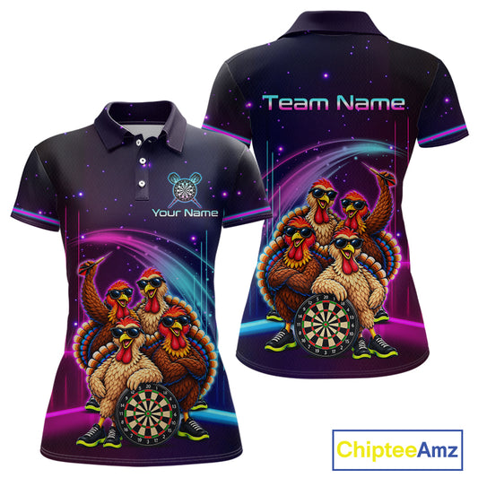 Custom Funny Team of Four Turkeys Dart Shirt for Women Dart Jersey DHT72
